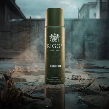 Riggs London Armour Perfumed Deodorant Body Spray 250ml Long-Lasting Bold & Masculine Fragrance