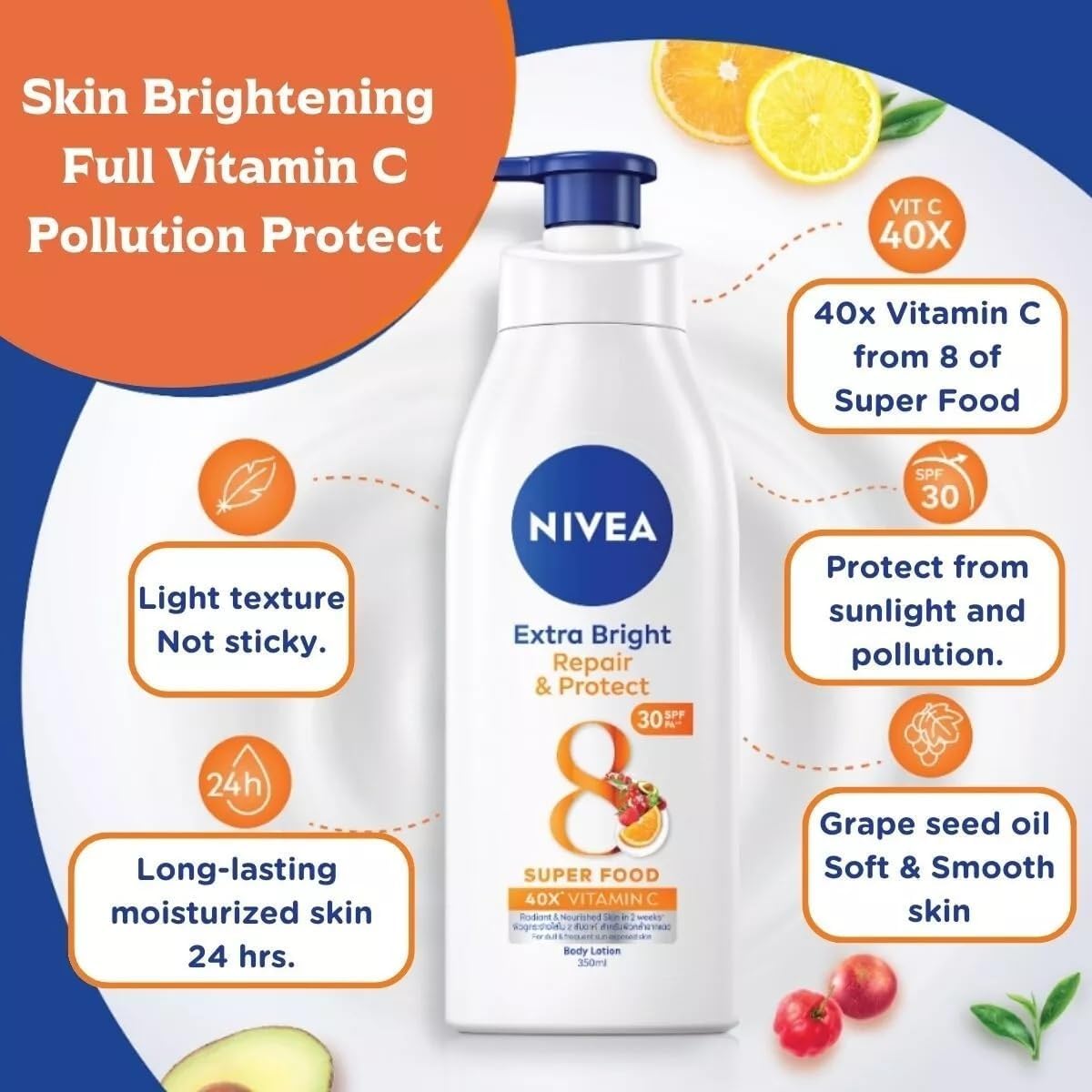 Nivea Extra Bright Repair & Protect Super Food Body Lotion 380ml