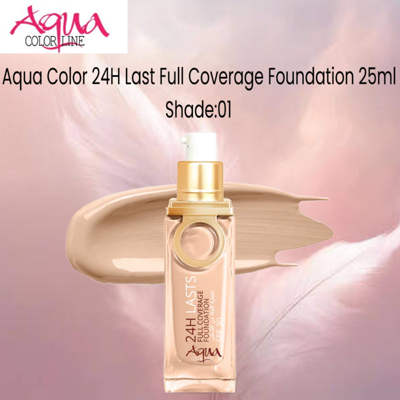Aqua Color 24H Last Full Coverage Foundation 25ml (Shade:01)