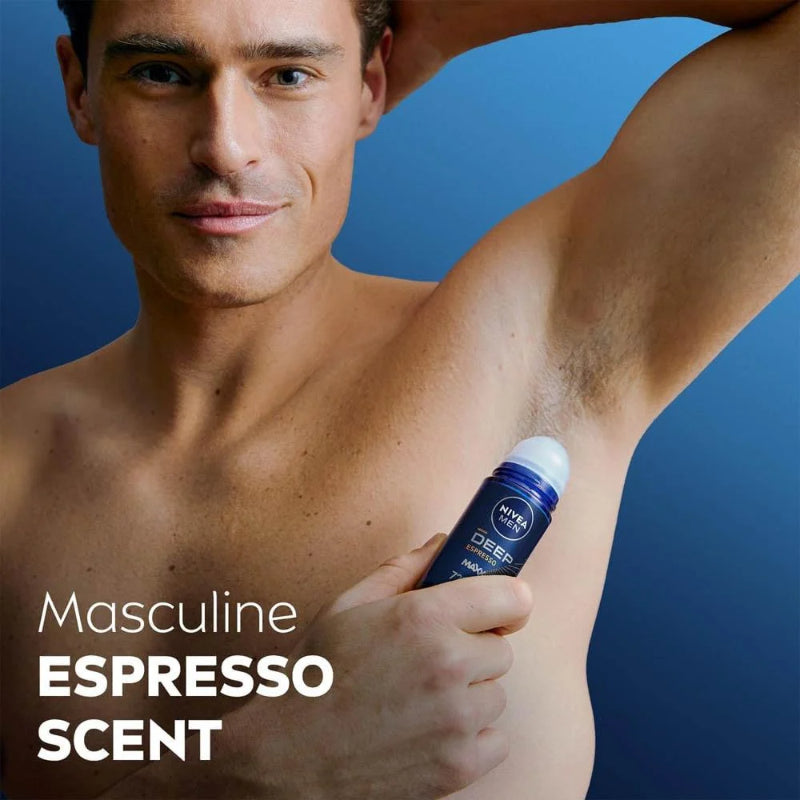 Nivea Men Deep Espresso Black Carbon Deodorant Roll On 72H Lasting 50ml