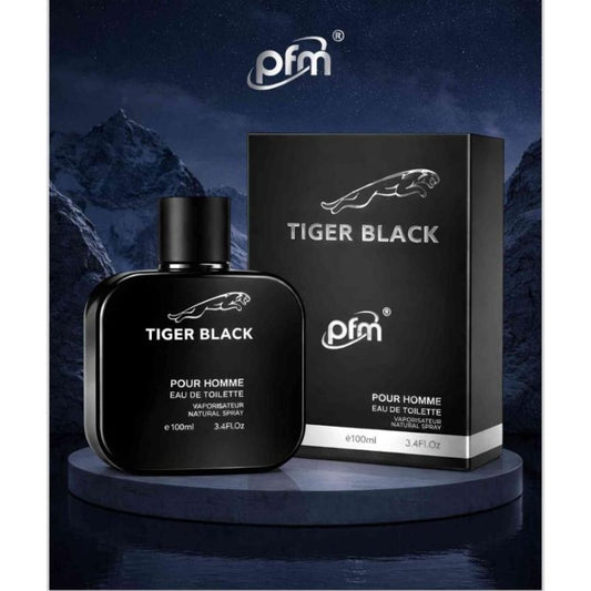 Tiger Black PFM Pour Homme Eau de Toilette 100ml - Long Lasting Deep Woody Spicy Fragrance Perfume for Men Strong Masculine N