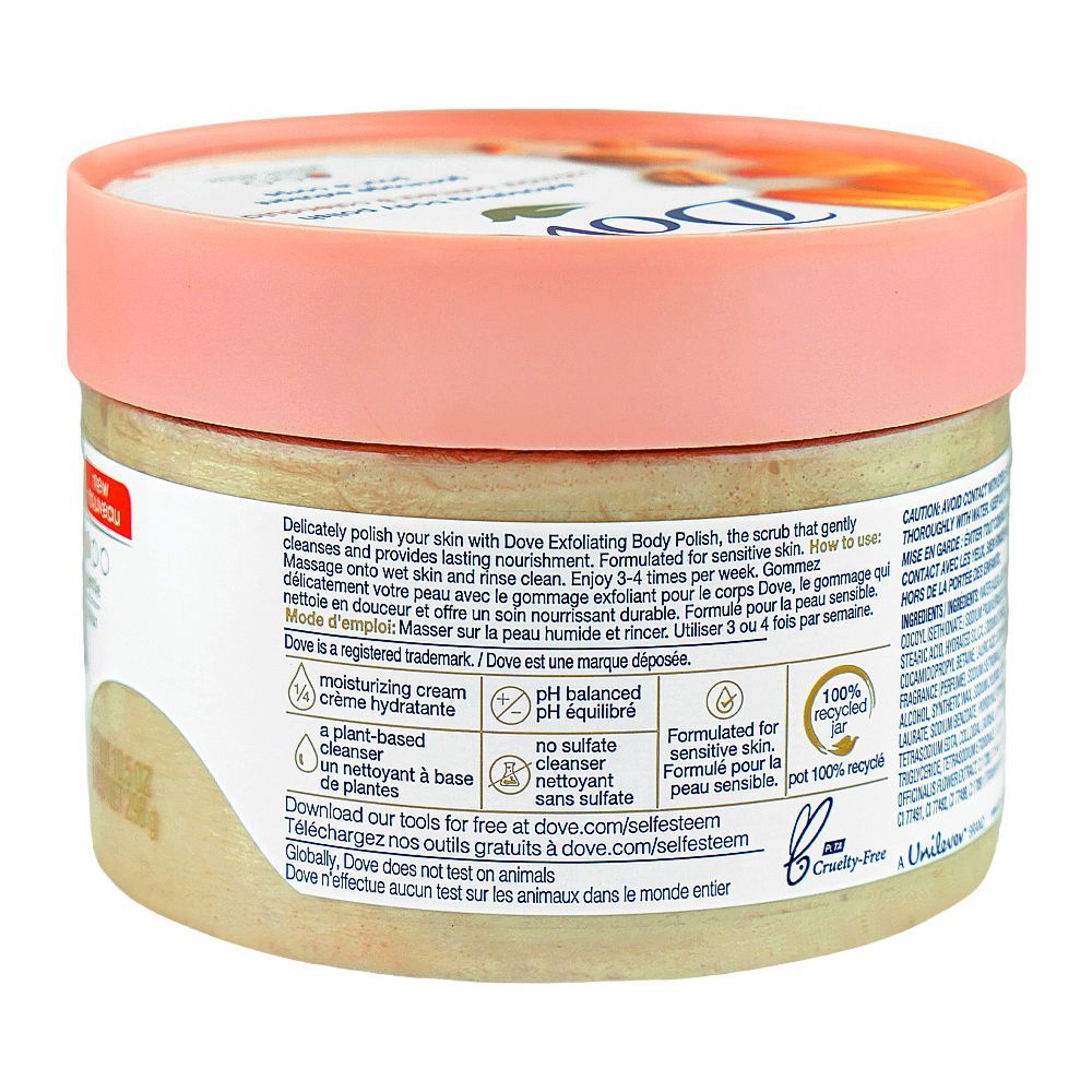 Dove Exfoliating Body Polish Scrub Colloidal Oatmeal & Calendula Oil 298g – Gentle Exfoliating Body Scrub for Sensitive Skin,