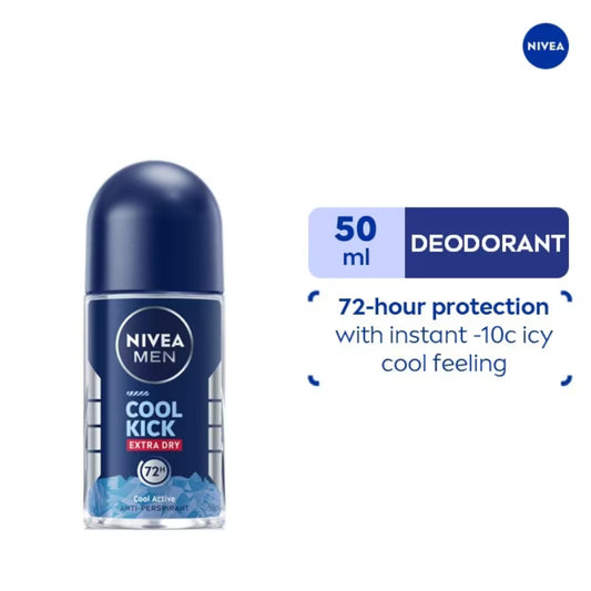 Nivea Men Cool Kick Extra Dry Cool Blue 72H Deodorant Roll on 50ml