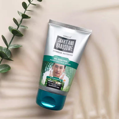 Emami Smart & Handsome Oil Control Purifying Face Wash 50g for Men - Deep Cleansing Anti Acne Oil Control Brightening Face Wa
