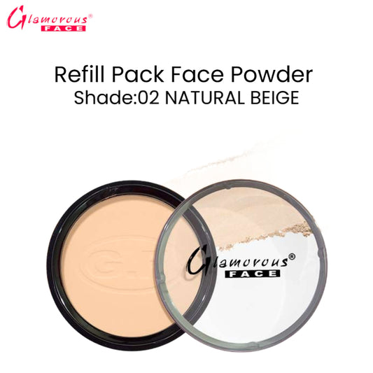 Glamorous Face Refill Pack Face Powder (Shade:02 Natural Beige))