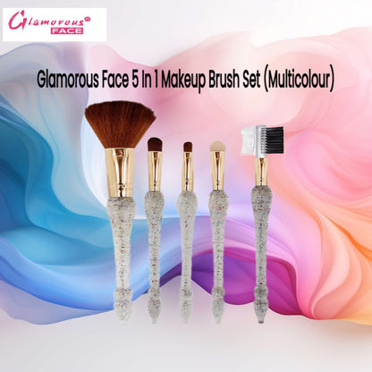 Glamorous Face 5 In 1 Makeup Brush Set (Multicolour)