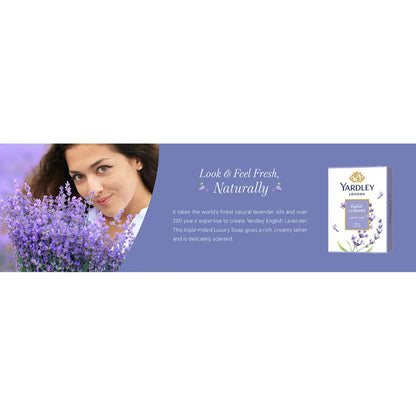 Yardley London English Lavender Soap 100g - Luxury Moisturizing Bath Soap with Classic Floral Lavender Fragrance for Deep Cle