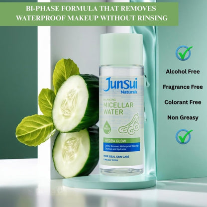 Junsui Hydra Glow Micellar Water 140ml - Hydrating Makeup Remover & Facial Cleansing Water for Deep Cleansing, Moisture Boost