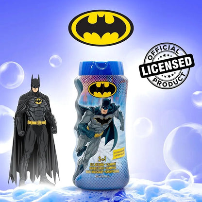 Lorenay Batman 2-in-1 Bubble Bath & Shampoo 475ml - Kids Gentle Hair & Body Wash for Soft Cleansing, Fun Bath Time & Long Las