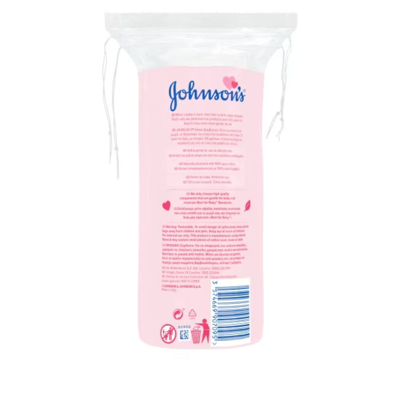 Johnson's Baby Cotton Pads 50pcs - Specially Designed for Cleaning Delicate Areas Gently