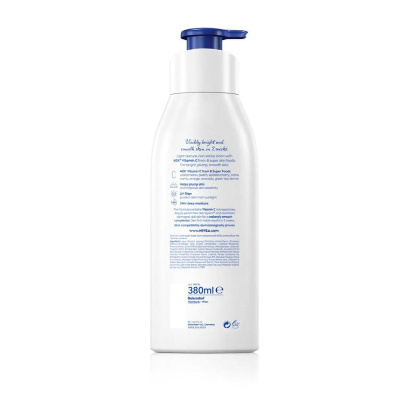 Nivea Extra Bright Radiant & Smooth 8 Super Food 40X Vitamin C Body Lotion UV Filter 380 ml