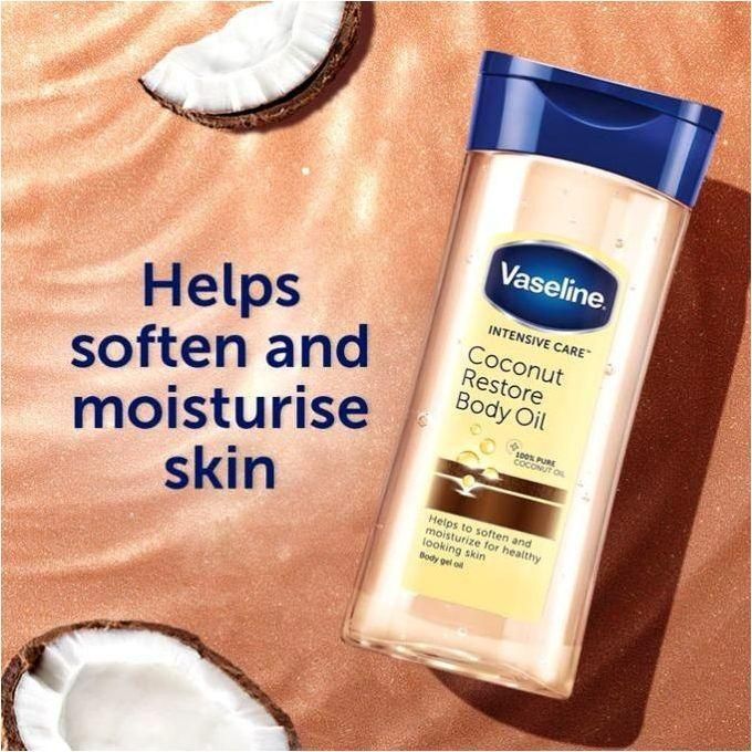 Vaseline Intensive Care Coconut Restore Body Oil 200ml – Nourishing Body Oil for Dry Skin, Deep Moisture Care, Soft Smooth Sk