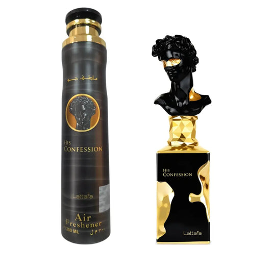 Lattafa His Confession Air Freshener 300ml - Long Lasting Luxury Masculine Woody Fragrance Room Spray for Home & Office