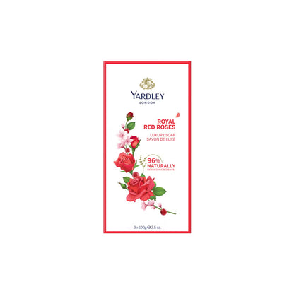 Yardley London Luxury Bath Soap with Royal Red Roses Extracts 3 × 100 g Gently Cleansing & Long-Lasting Fragrance
