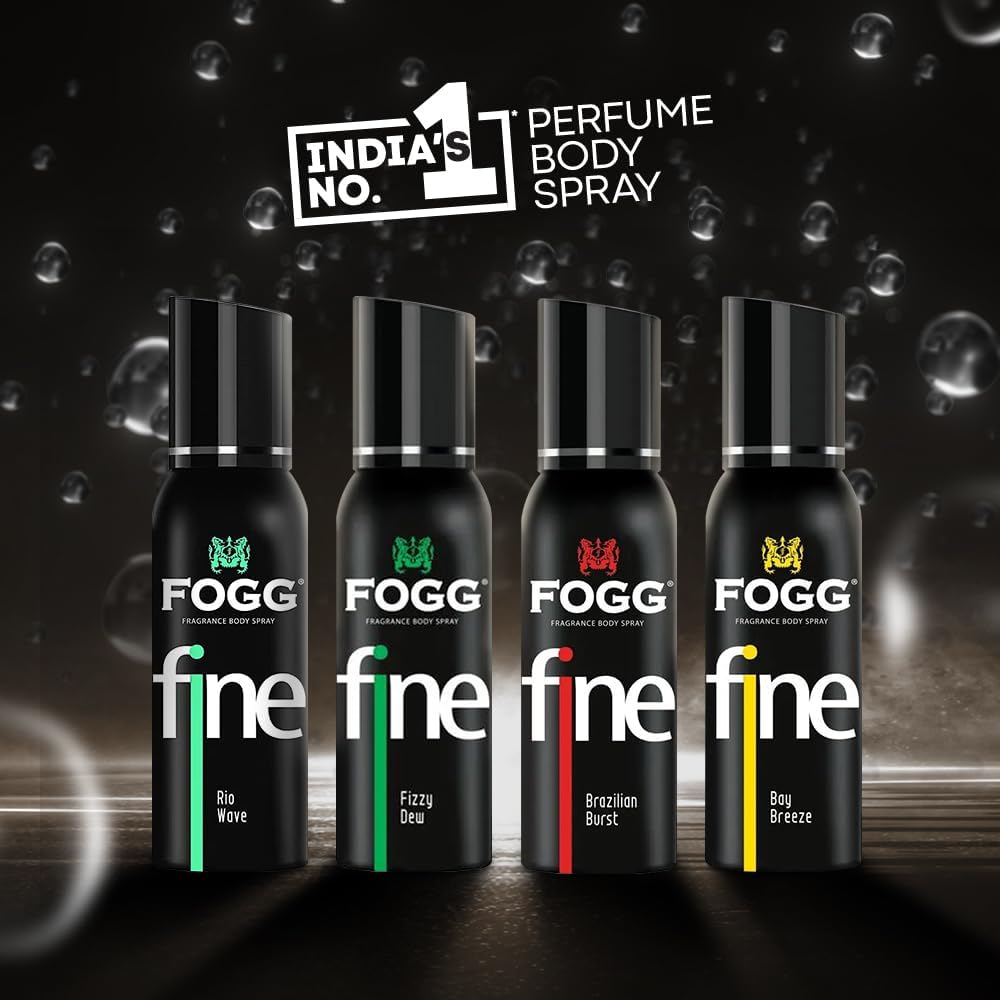FOGG Fine Brazilian Burst Body Spray 120ml - Long Lasting Fresh Masculine Fragrance Deodorant Spray for Men Daily Wear