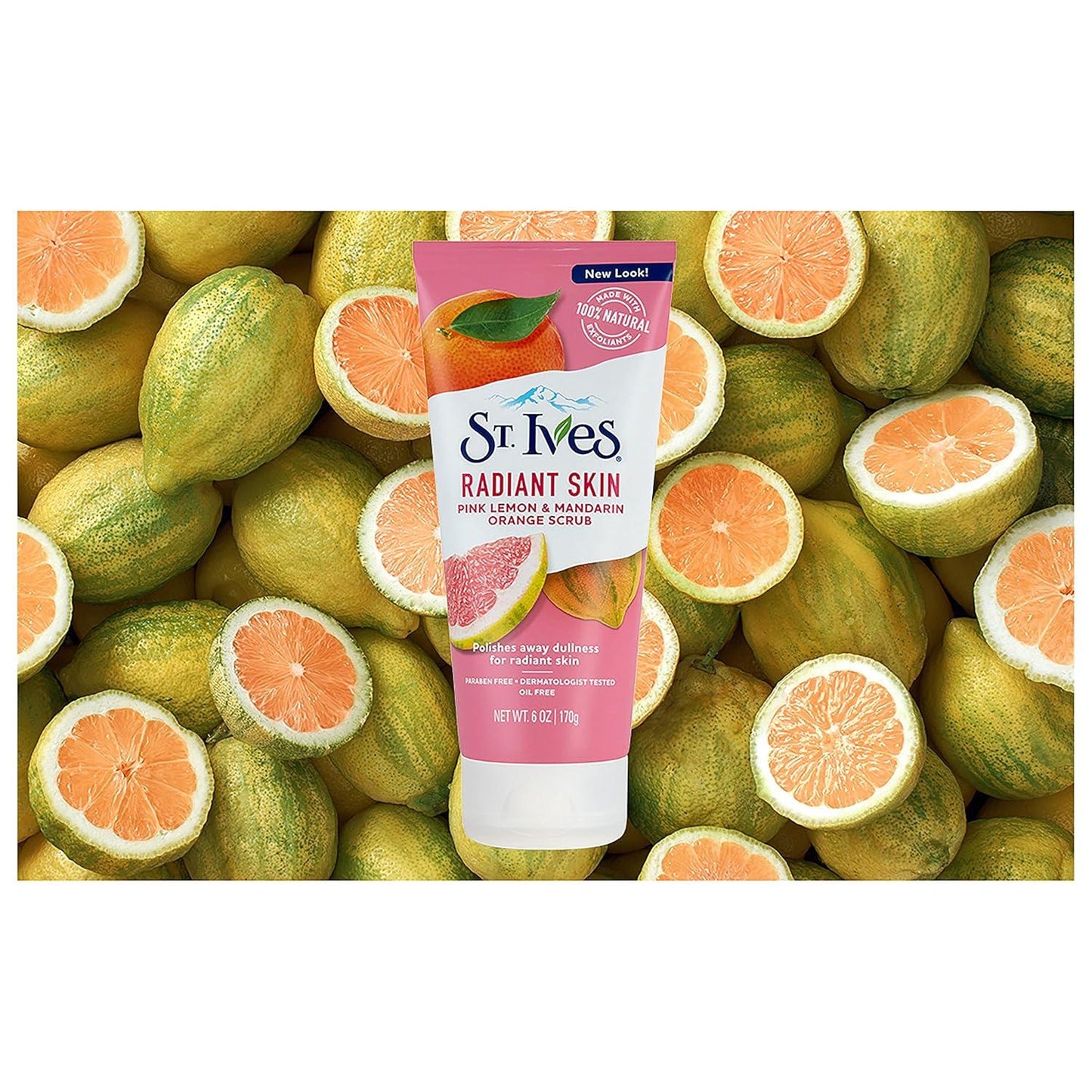 St. Ives Radiant Skin Pink Lemon & Mandarin Orange Scrub 170g Brightening & Exfoliating Face Scrub