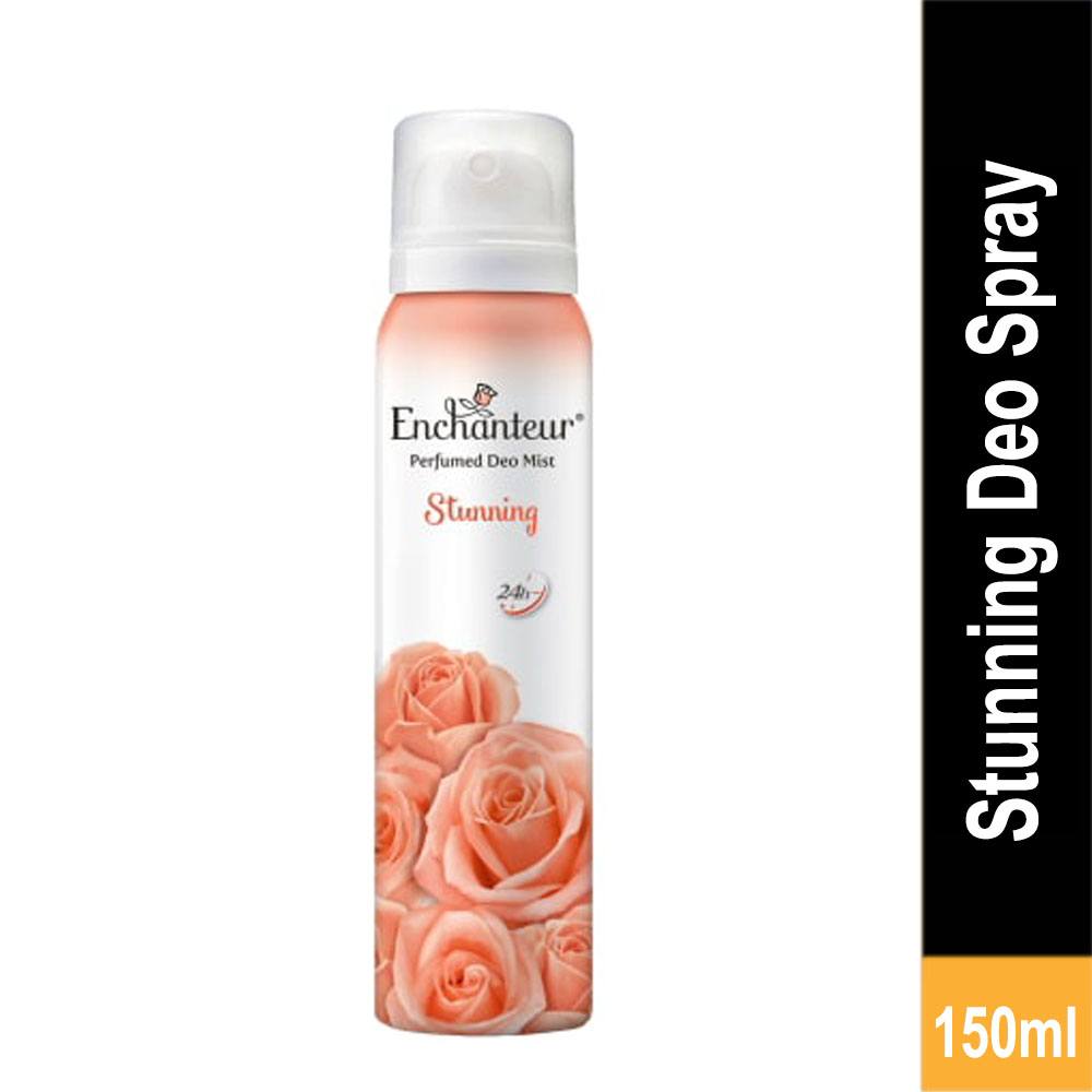 Enchanteur Stunning Perfumed Deodorant Mist 150ml - Long Lasting Floral Fragrance Body Spray for Women Freshness & Odor Prote