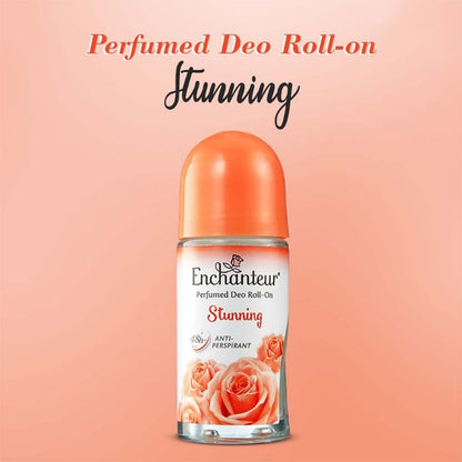 Enchanteur Stunning Roll-On Deodorant 50ml - Long Lasting Floral Fragrance Anti-Perspirant for Women Freshness & Odor Protect