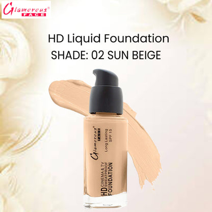 Glamorous Face HD Liquid Foundation (02 Sun Beige)
