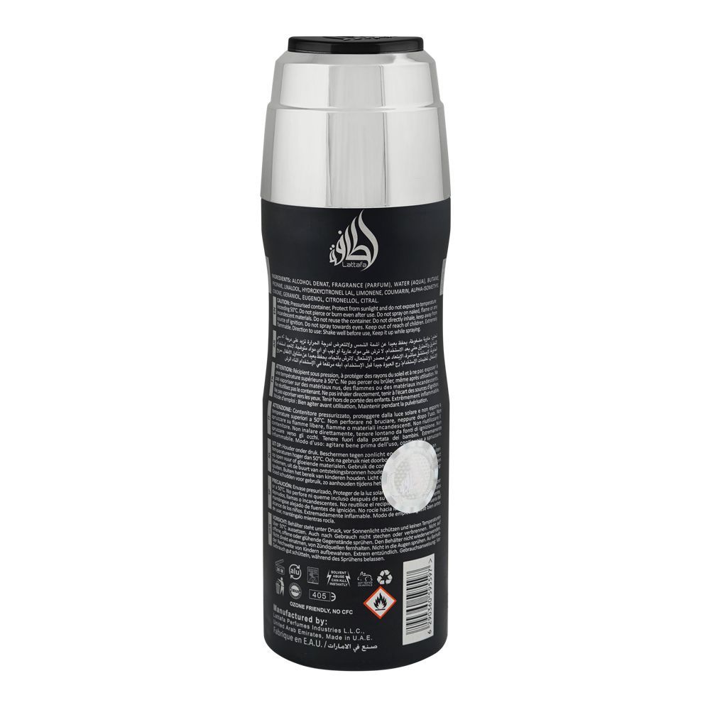 Lattafa Ramz Silver Body Spray 200ml - Long Lasting Unisex Fresh Fragrance & Protection