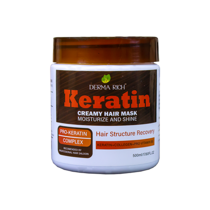 Derma Rich Keratin Creamy Hair Mask 500ml Deep Repair & Strengthening Hair Treatment