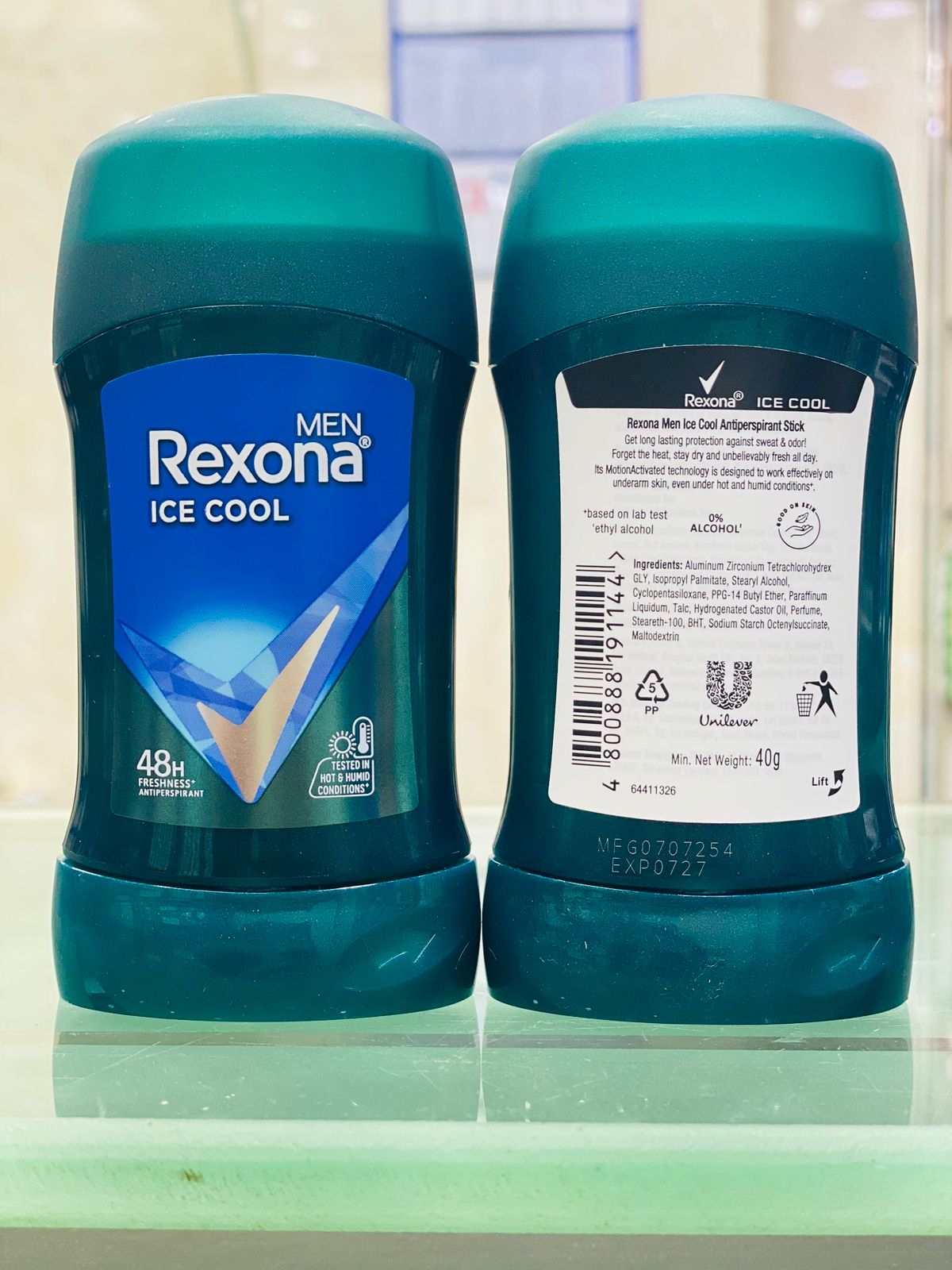 Rexona Men Ice Cool 48h Freshness Antiperspirant 40g - Long Lasting Sweat & Odor Protection Deodorant Stick for Men