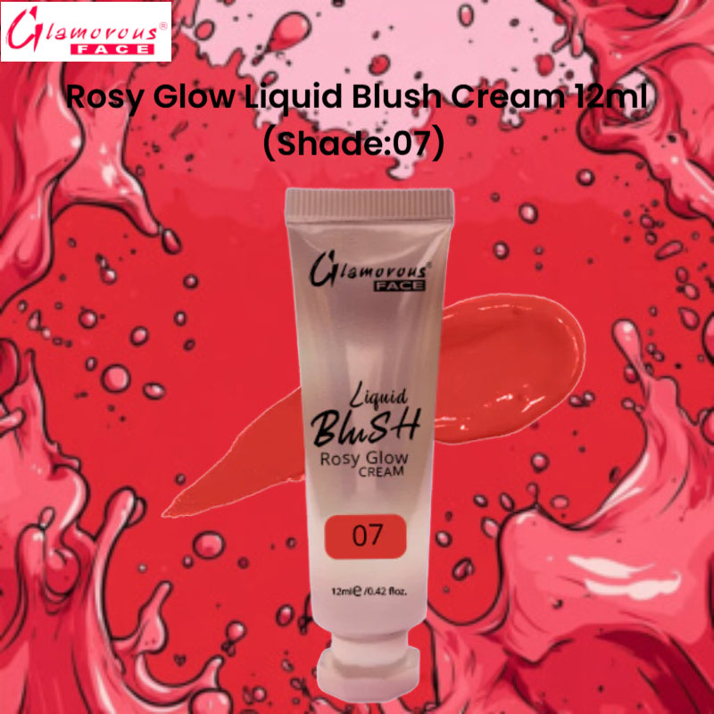 Glamorous Face Rosy Glow Liquid Blush Cream 12ml (Shade:07)