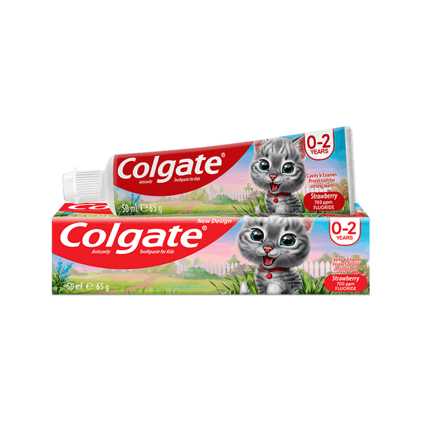 Colgate Anti-Cavity Toothpaste for Kids 0-2 Years Strawberry Flavour 700ppm Fluoride 50ml Gentle & Safe for Toddlers