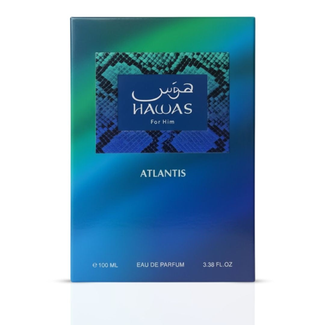 Hawas Atlantis Eau de Parfum Spray 100ml by Rasasi Long-Lasting Fresh & Masculine Fragrance