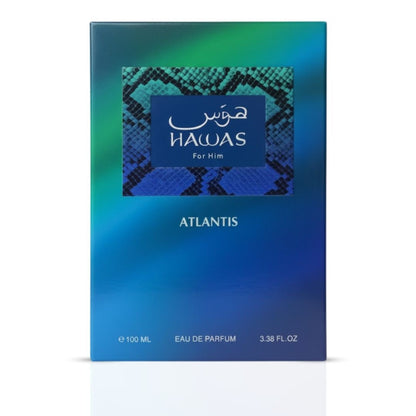 Hawas Atlantis Eau de Parfum Spray 100ml by Rasasi Long-Lasting Fresh & Masculine Fragrance