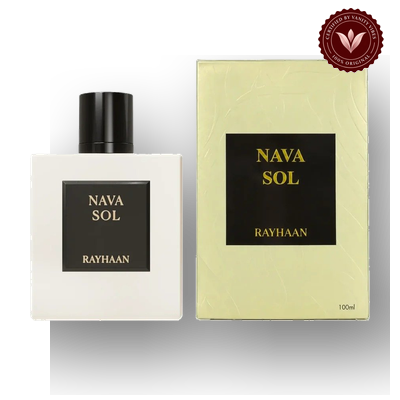 Nava Sol by Rayhaan EDP 100ml Unisex Perfume | Pakistan box and perfume bottle with Vanity Vibes badge