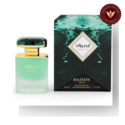 Maison Asrar Emerald Eau de Parfum box and bottle