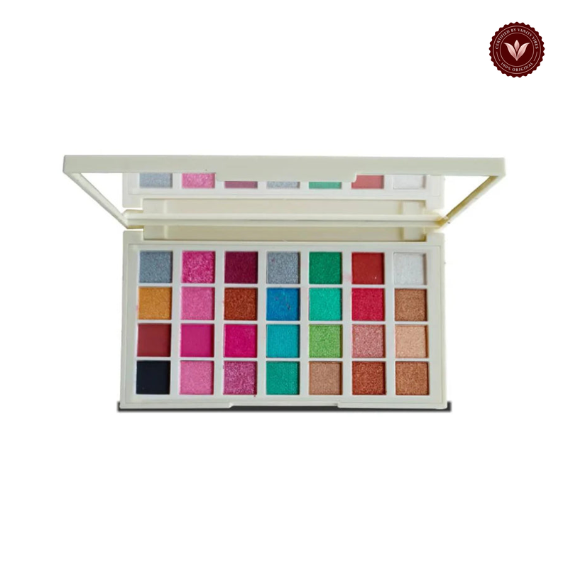 Glamorous Face 28 Color Makhmali & Matte Eyeshadow Palette (C) — centered on white background with Vanity Vibes badge