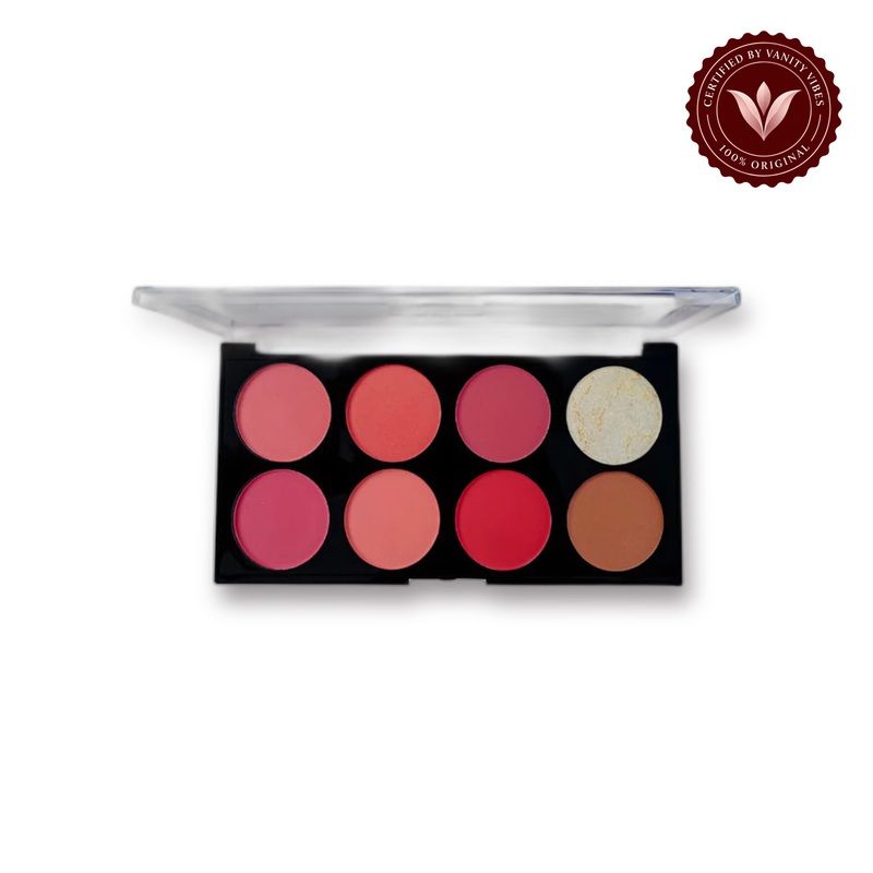 Glamorous Face 8 Color Ultra Blush on Palette (SHADE 01) white background product hero with Vanity Vibes badge