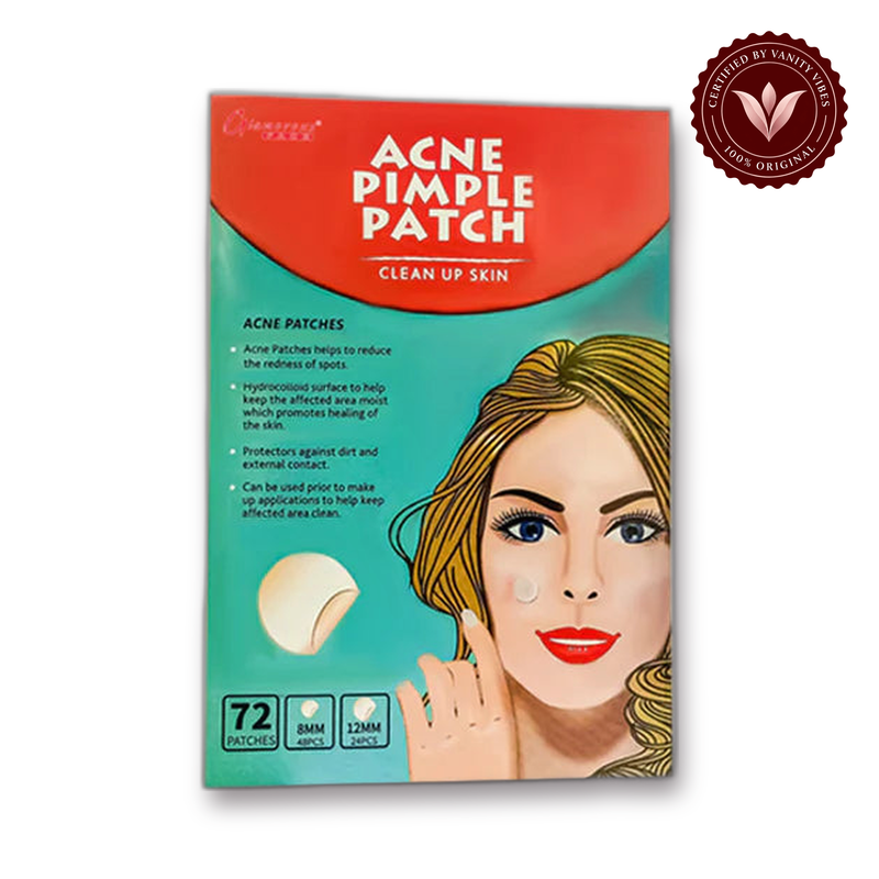 Glamorous Face Acne Pimple Patch 72 Patches white background product hero with Vanity Vibes badge