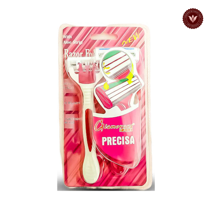 Glamorous Face 2 In 1 Adjustable Razor 3 blades For Women — centered on white background with Vanity Vibes badge