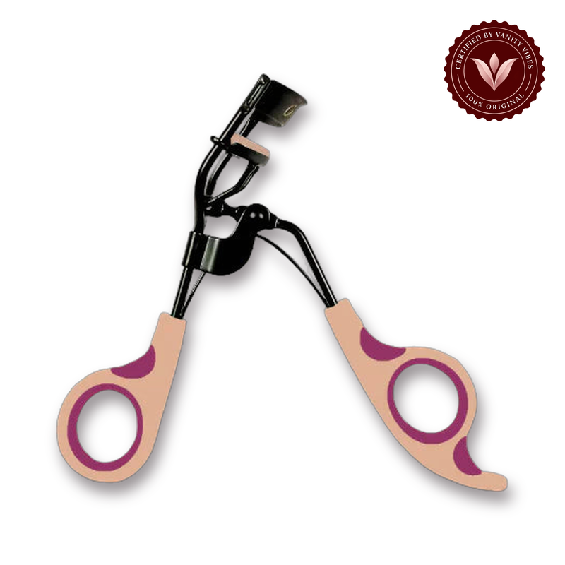 Glamorous Face Pro Lash Curler With Silicone Rubber (purple&pink) white background product hero with Vanity Vibes badge