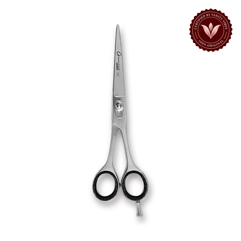 Glamorous Face Professional Hair Cutting Scissor, Hair Shears 6.5 inch (B) white background product hero with Vanity Vibes badge