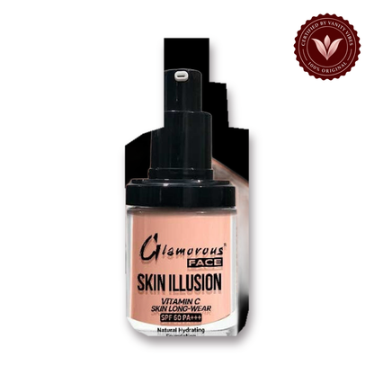 Glamorous Face Skin Illusion Vitamin C Liquid Foundation 25ml (shade:100) white background product hero with Vanity Vibes badge