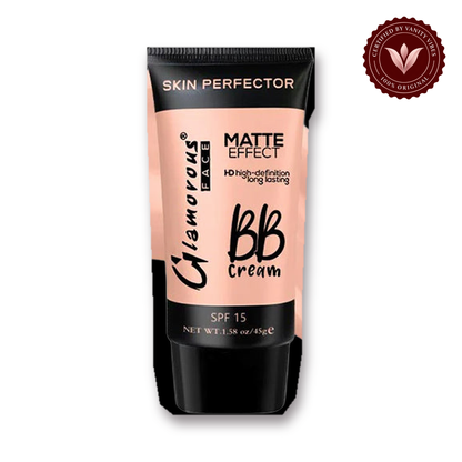 Glamorous Face Matte Effect BB Cream spf 15 (Shade:104 Natural Nude) white background product hero with Vanity Vibes badge