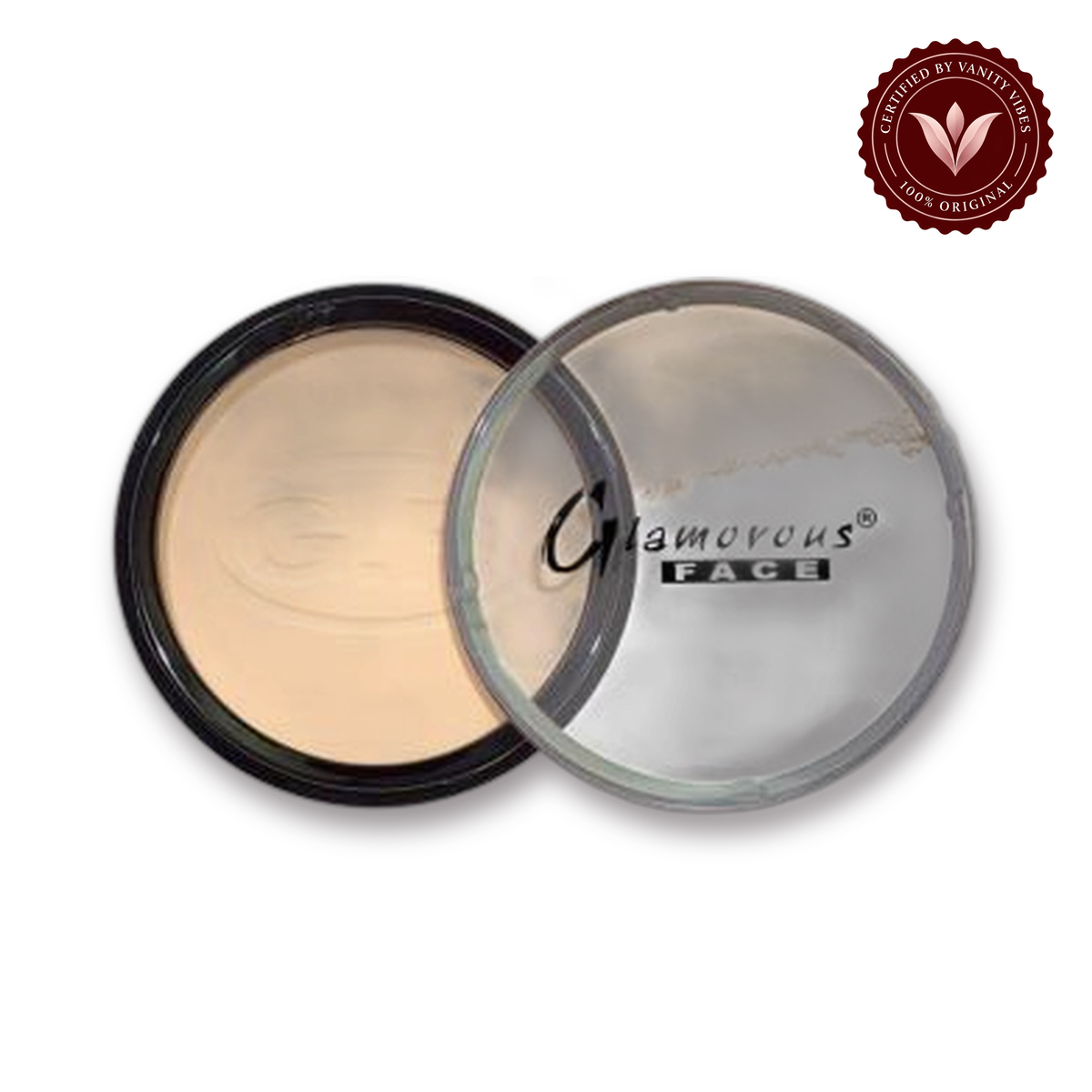 Glamorous Face Refill Pack Face Powder (Shade:01 Soft IVORY) white background product hero with Vanity Vibes badge