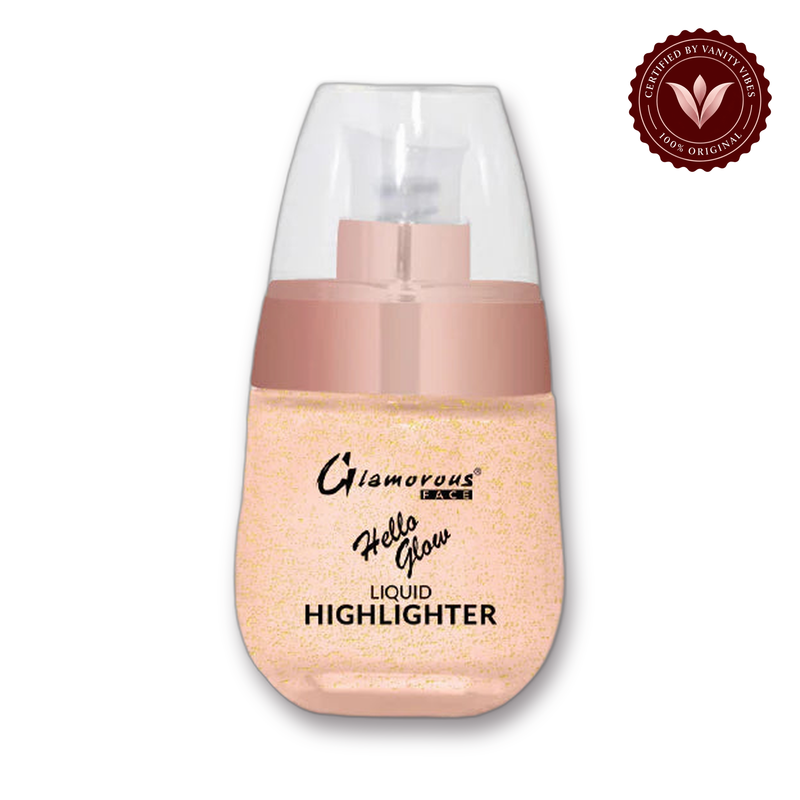 Glamorous Face Hello Glow Liquid Highlighter (Shade:06) white background product hero with Vanity Vibes badge