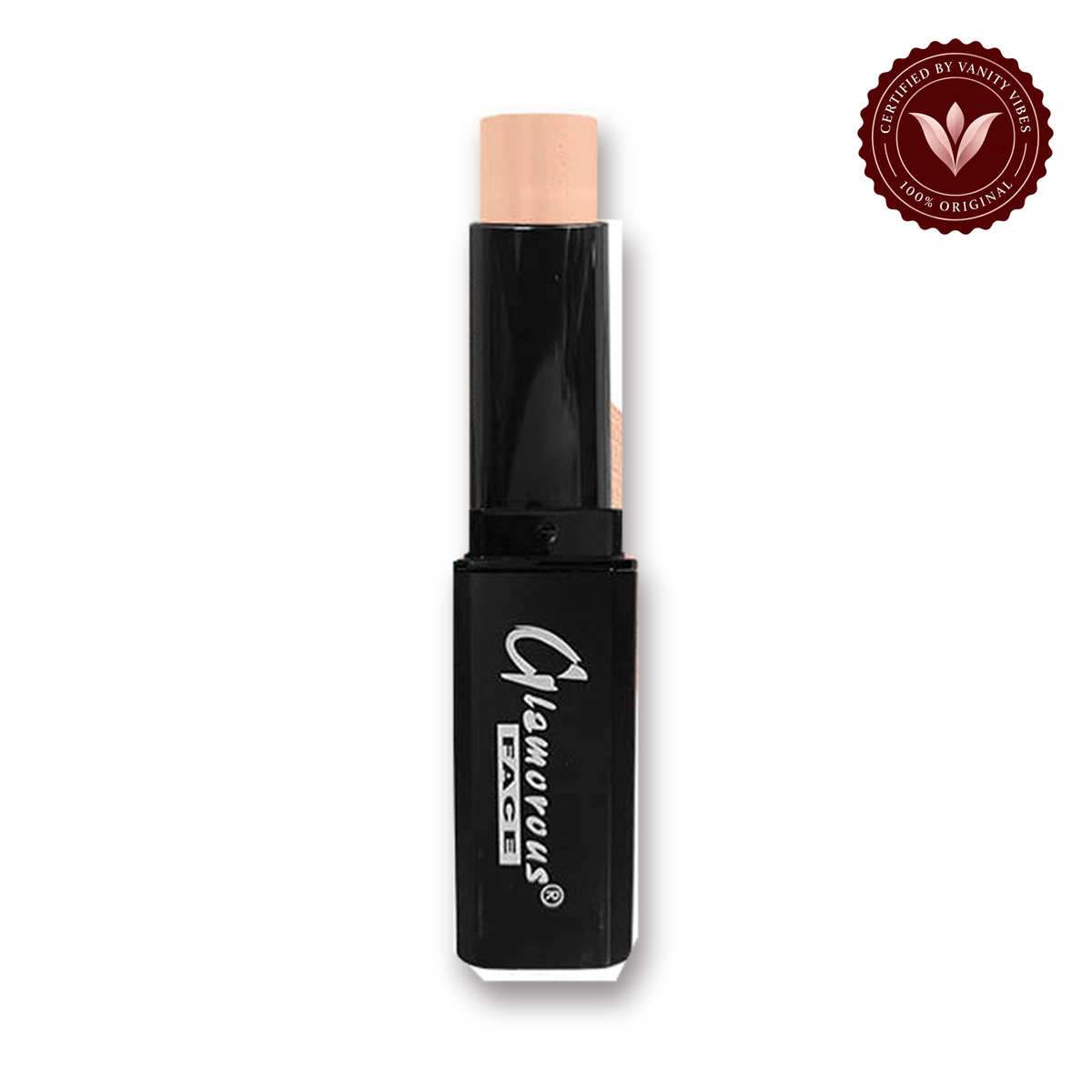 Glamorous Face foundation Stick Black (Color:45) white background product hero with Vanity Vibes badge