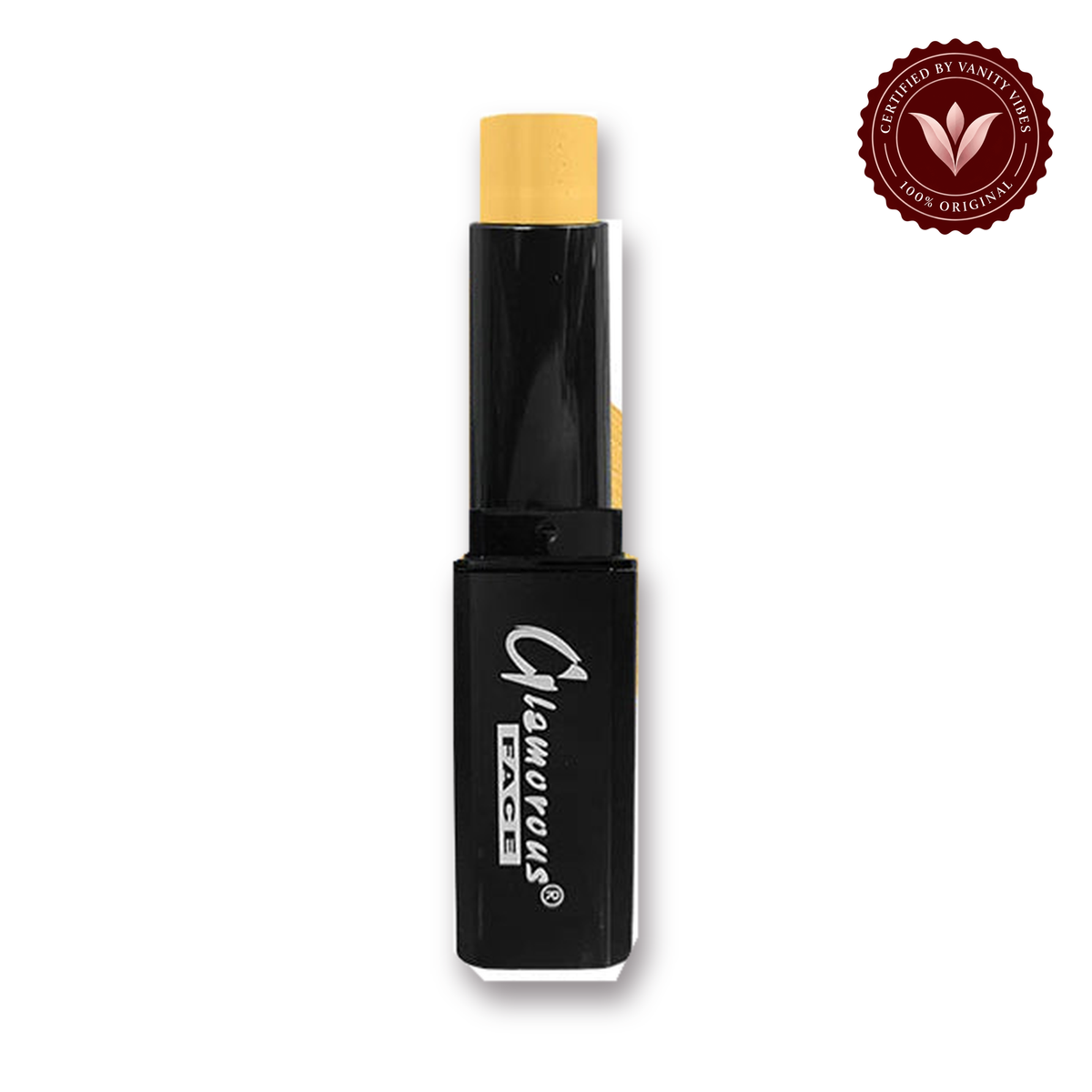 Glamorous Face foundation Stick Black (Color:303) white background product hero with Vanity Vibes badge