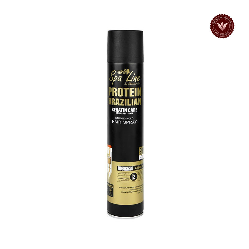 Spa Line By Glamorous Face Strong Hold Hair Spray white-background product hero with Vanity Vibes badge