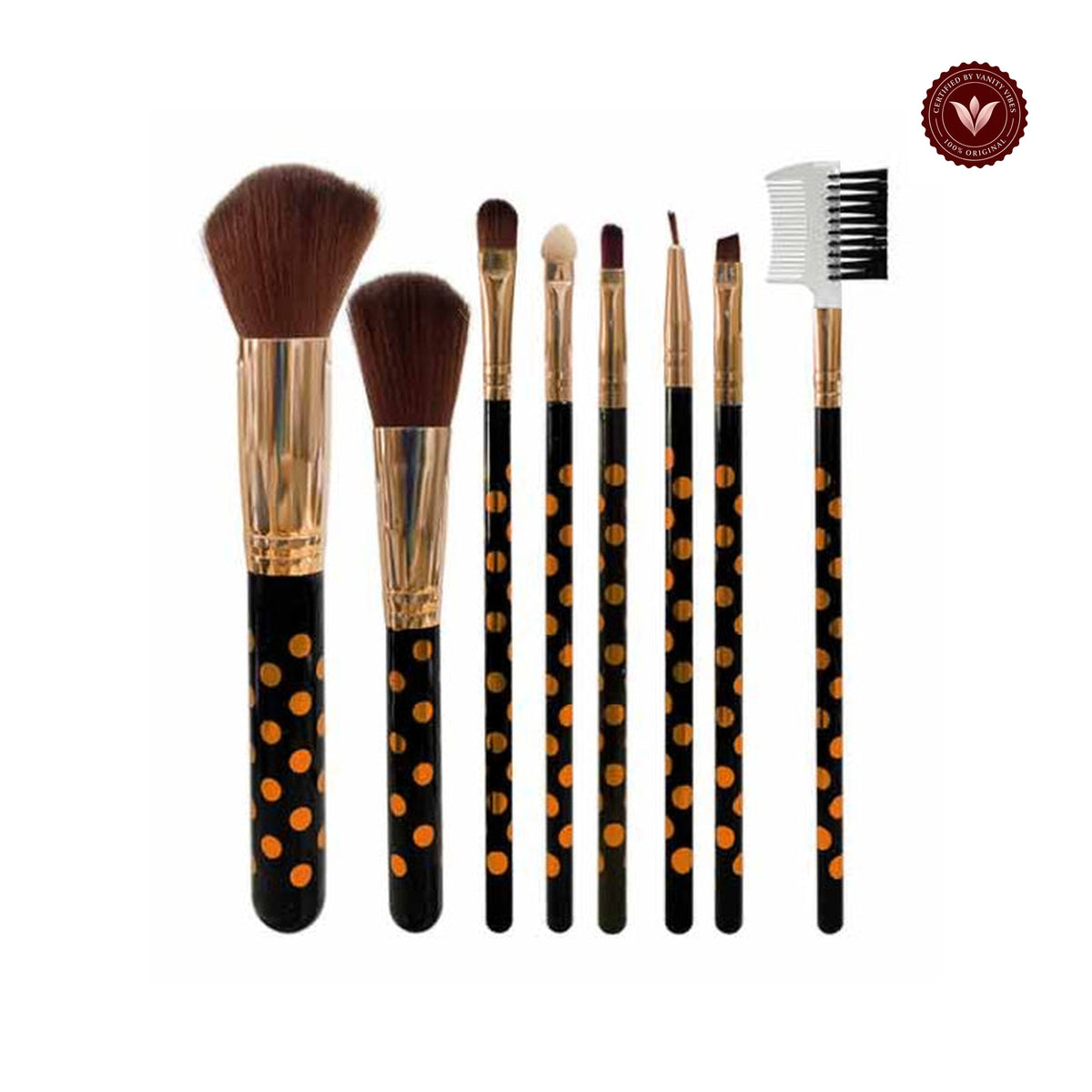 Glamorous Face 8 In 1 Brush Set Pouch (Golden)