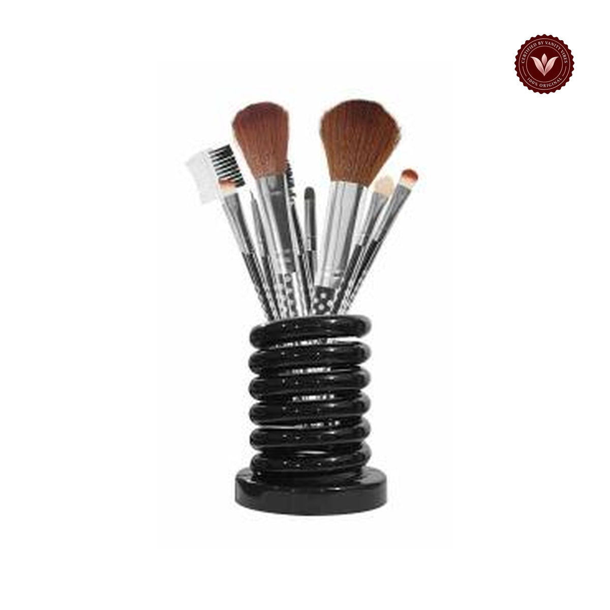 Glamorous Face 8 Pieces Brush Set With Ring Stand (Silver)
