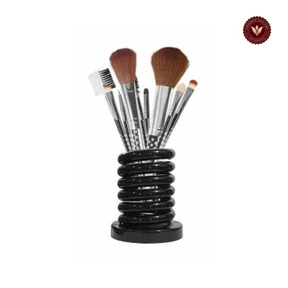 Glamorous Face 8 Pieces Brush Set With Ring Stand (Silver)