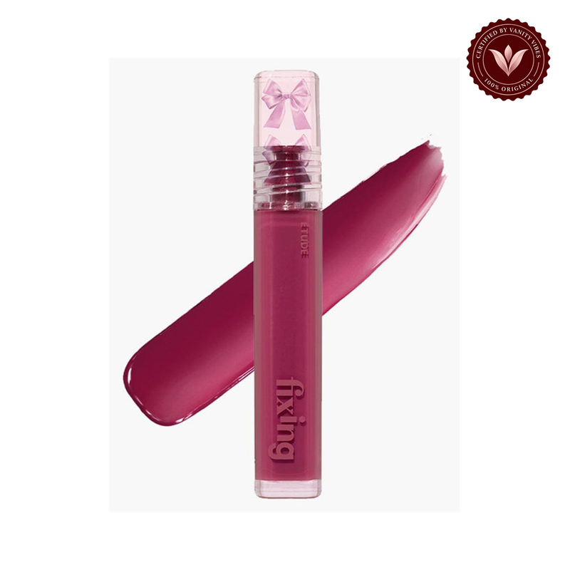 ETUDE Glow Fixing Tint, 3.8 g – Shades 08 Red Sangria & 09 Litchi Beige product photo with Vanity Vibes badge
