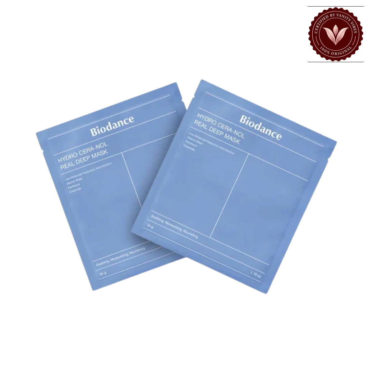 Biodance Hydro Cera-nol Real Deep Mask – Pack of 2 on a clean white background with Vanity Vibes badge